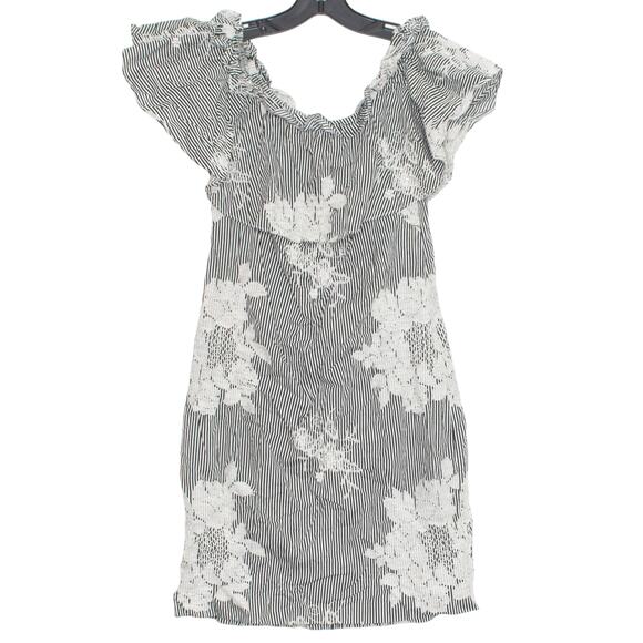 Ralph Lauren Dress Off Shoulder Cottage Coastal Grandma Prairie Floral Stripe 2 - Picture 1 of 4